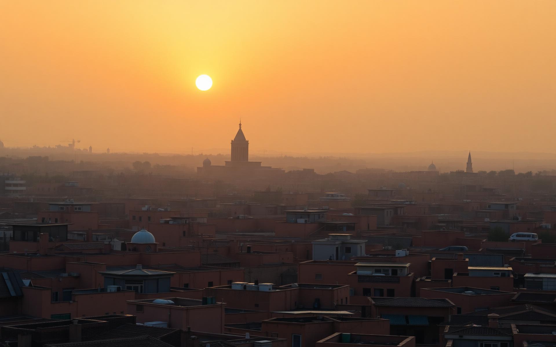 Marrakech medina rooftops at golden hour